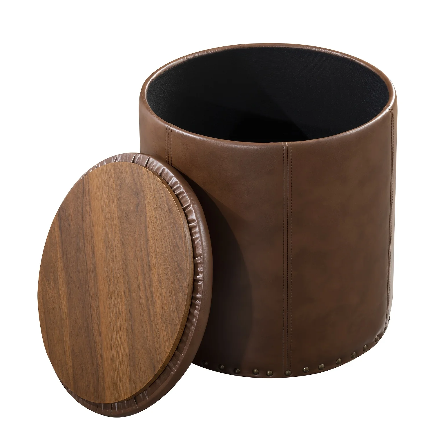 Brown Studded Faux Leather Round Storage Ottoman with Tray Lid | Shoe Changing Stool for Living Room And Bedroom | Home Decor Storage Furniture
Brown Studded Faux Leather Round Storage Ottoman with Tray Lid | Shoe Changing Stool for Living Room And Bedroom | Home Decor Storage Furniture