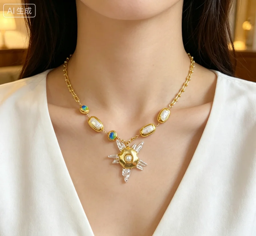 WT-JN256 Trendy Big Pendant 18k Necklace For Women Cocktail Party Decoration Freshwater Pearl And Colored Beads Design
WT-JN256 Trendy Big Pendant 18k Necklace For Women Cocktail Party Decoration Freshwater Pearl And Colored Beads Design