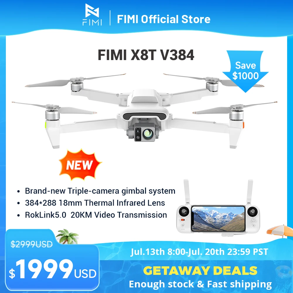 FIMI X8T Drone Thermal Infrared Lens Triple Camera Gimbal RokLink 5.0 20KM Transmission AI Super Night Video 4K GPS Quadcopter
FIMI X8T Drone Thermal Infrared Lens Triple Camera Gimbal RokLink 5.0 20KM Transmission AI Super Night Video 4K GPS Quadcopter