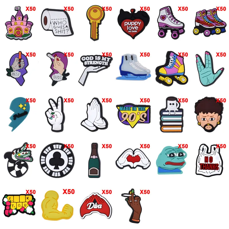 Bulk Pins for Crocs Charms Shoes Accessories Rollerskates Decoration Jeans Women Sandals Buckle Kids Favors Men Badges
Bulk Pins for Crocs Charms Shoes Accessories Rollerskates Decoration Jeans Women Sandals Buckle Kids Favors Men Badges