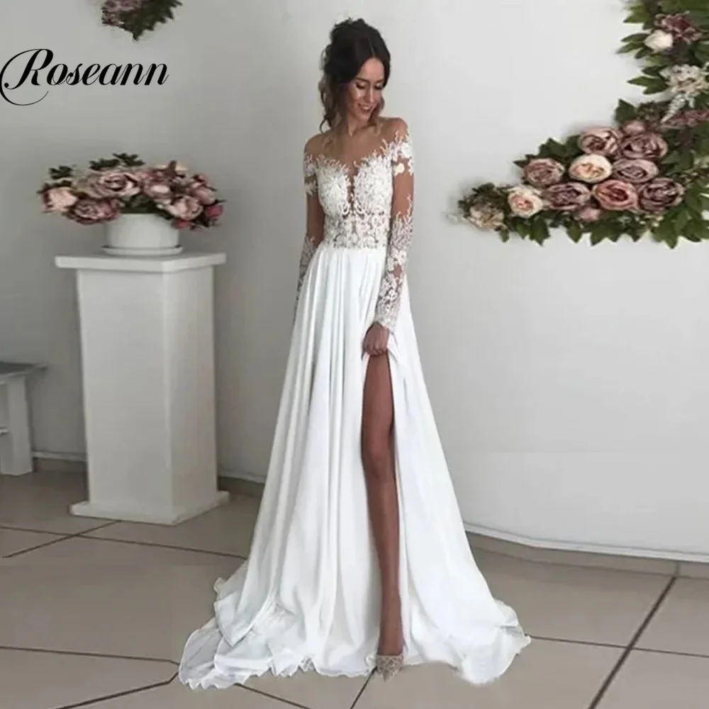 Elegant A-line Wedding Dresses for women 2024 Illusion Long Sleeve Bridal Gowns Appliques Button Vestido De Novia Custom Made
Elegant A-line Wedding Dresses for women 2024 Illusion Long Sleeve Bridal Gowns Appliques Button Vestido De Novia Custom Made