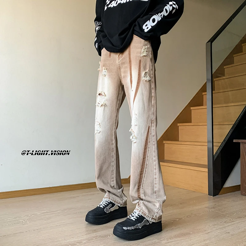Vintage High Street Ripped Jeans Men's Fashion Ins Style Loose Casual Flare Pants Male Striped Denim Jeans Youth Design M-5XL
Vintage High Street Ripped Jeans Men's Fashion Ins Style Loose Casual Flare Pants Male Striped Denim Jeans Youth Design M-5XL
