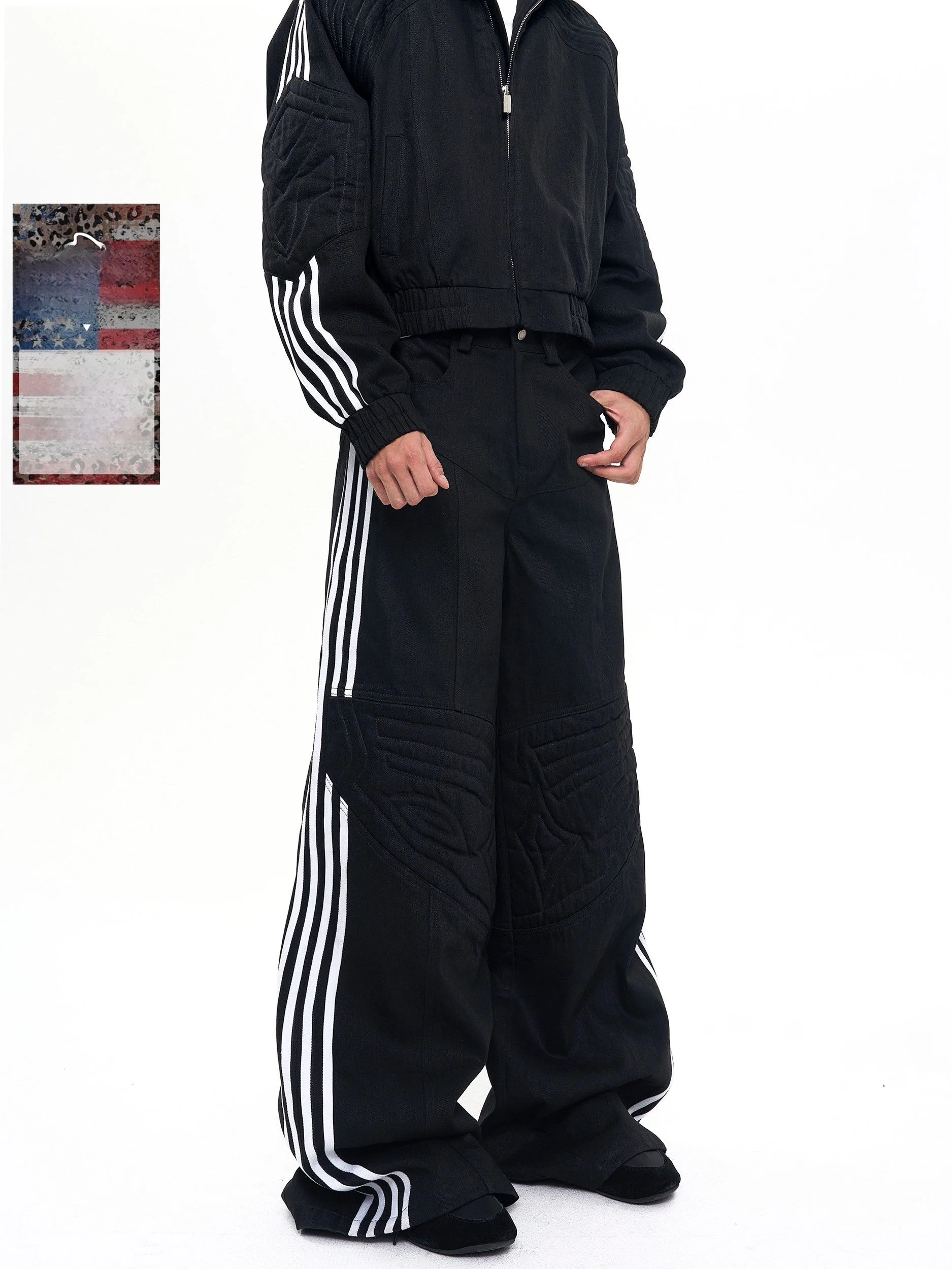Vintage Black Original Denim Jeans Men's Autumn High Waist Patchwork Wide Leg Floor-Length Pants Four Stripe Design Breathable
Vintage Black Original Denim Jeans Men's Autumn High Waist Patchwork Wide Leg Floor-Length Pants Four Stripe Design Breathable