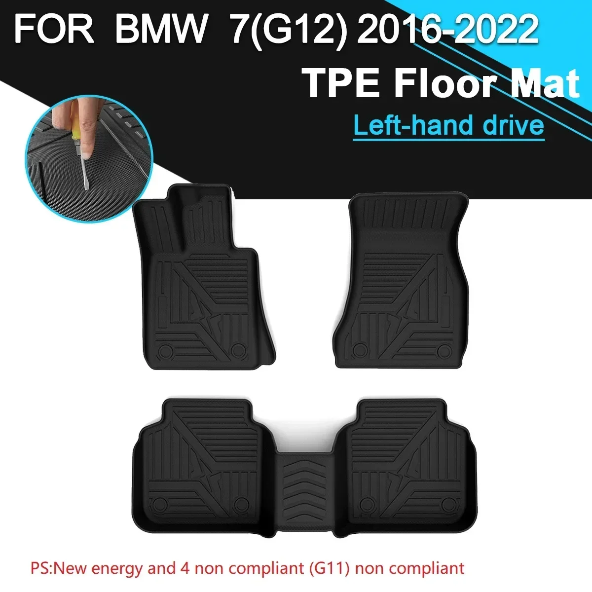 Автомобильный напольный коврик, водонепроницаемый ТПЭ резиновый нескользящий ремень, левый руль, автомобильные аксессуары для BMW 7 (G12) 2016-2022
Автомобильный напольный коврик, водонепроницаемый ТПЭ резиновый нескользящий ремень, левый руль, автомобильные аксессуары для BMW 7 (G12) 2016-2022