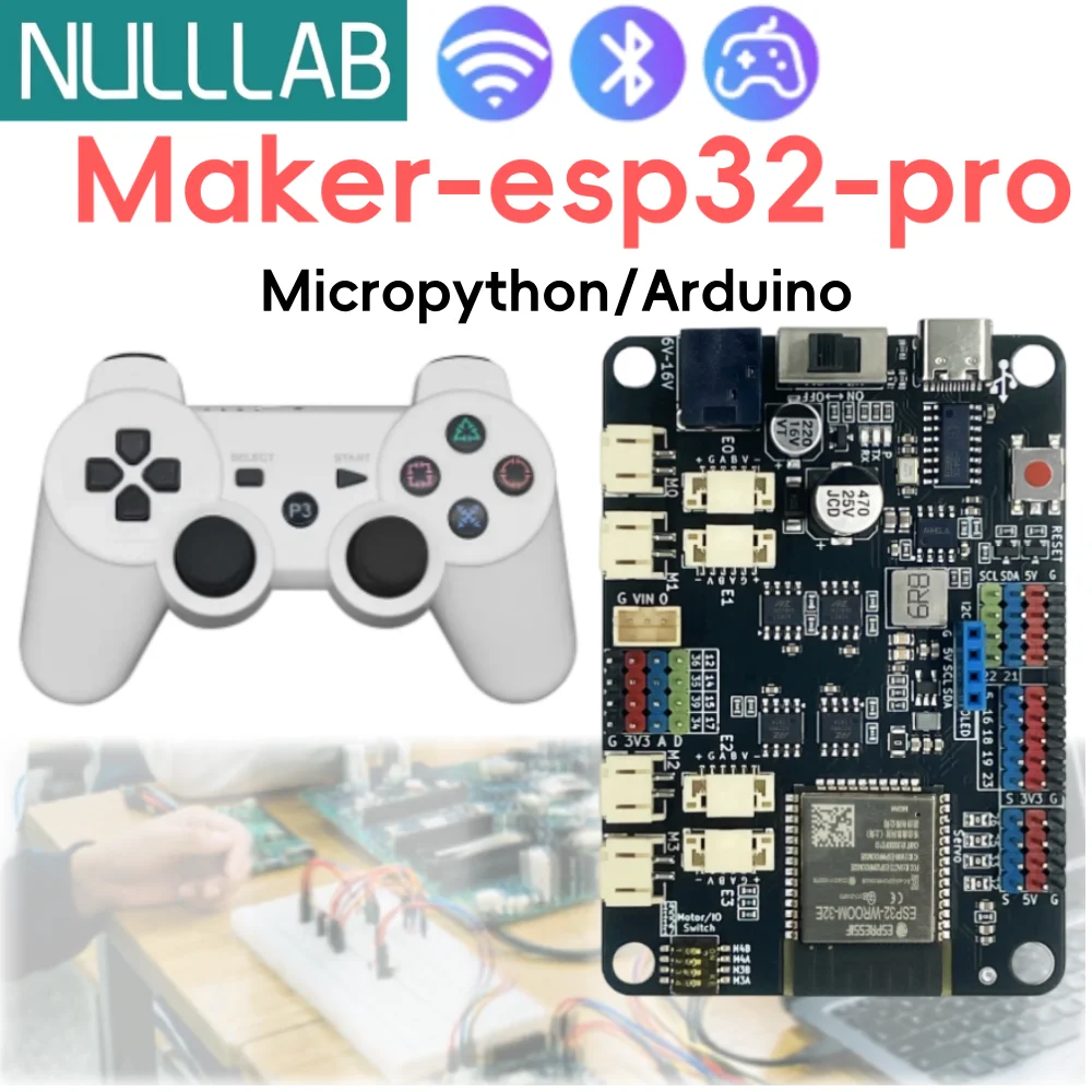 Maker-ESP32 Pro Board, 3A High-Current Motor Driver (4 Encoder or 4 DC/4 Servo), USB-C, 2.4GHz WiFi & Bluetooth, ESP32-WROOM-32E
Maker-ESP32 Pro Board, 3A High-Current Motor Driver (4 Encoder or 4 DC/4 Servo), USB-C, 2.4GHz WiFi & Bluetooth, ESP32-WROOM-32E