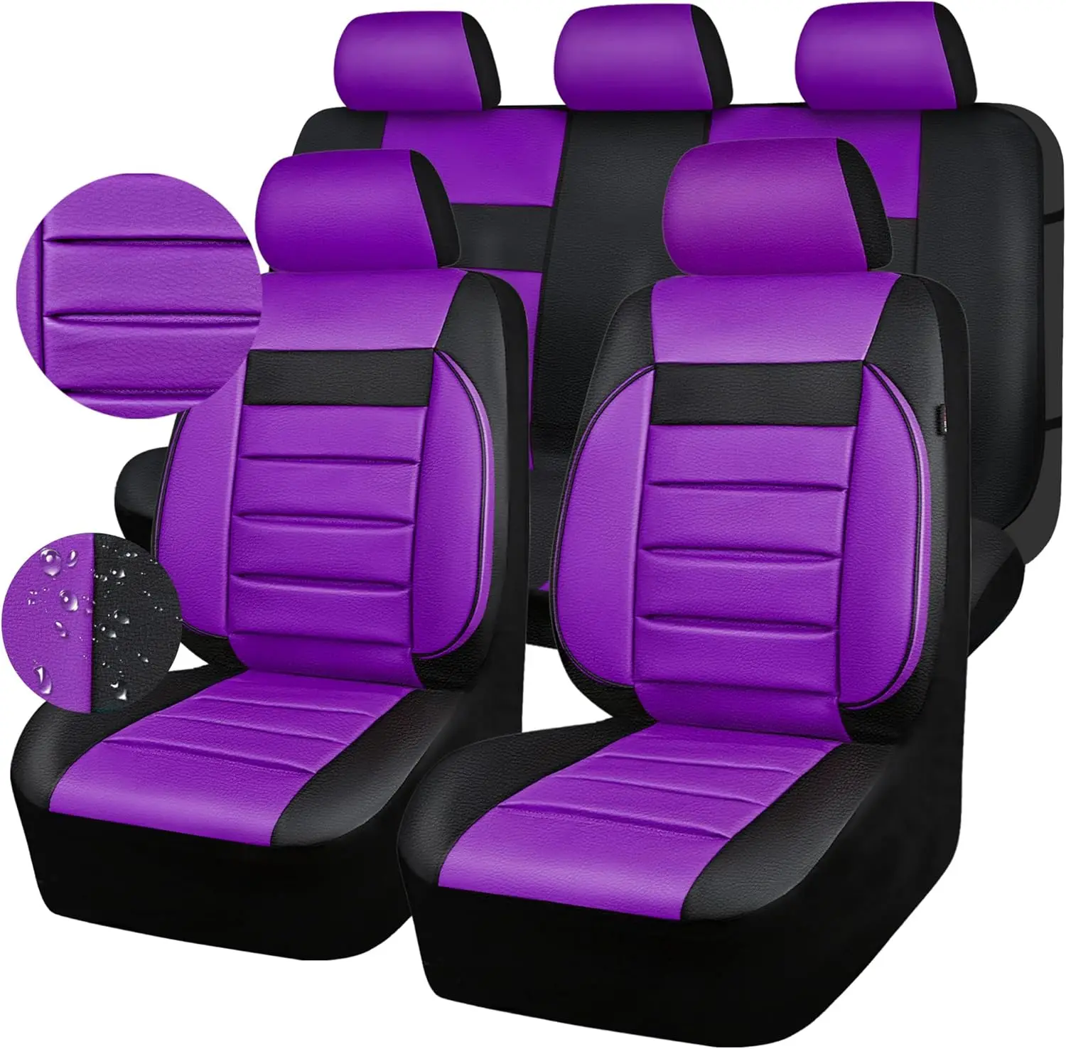 Universal Leather Seat Covers Full Set with 3D Foam Back Support, Water Resistant, Airbag Compatible for SUV Sedan Van
Universal Leather Seat Covers Full Set with 3D Foam Back Support, Water Resistant, Airbag Compatible for SUV Sedan Van