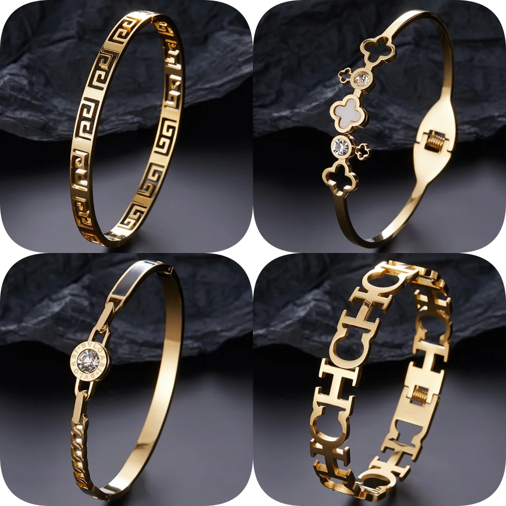 New punk style zircon stainless steel gold-plated bracelet, high-quality waterproof ladies bracelet, wedding party jewelry
New punk style zircon stainless steel gold-plated bracelet, high-quality waterproof ladies bracelet, wedding party jewelry