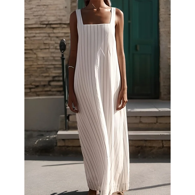 Striped Beach Cover-Up Pants - Women's Square Neck Sleeveless Retro Summer Outfit Loose Fit for Vacation & Pool Lounge
Striped Beach Cover-Up Pants - Women's Square Neck Sleeveless Retro Summer Outfit Loose Fit for Vacation & Pool Lounge