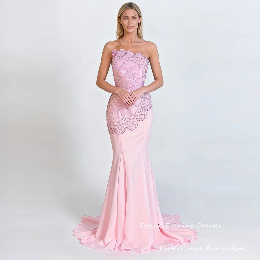Chiffon Evening Dresses Customized Strapless Mermaid Prom Dress Corset Luxury فساتين سهرات Long Draped Cocktail Party
Chiffon Evening Dresses Customized Strapless Mermaid Prom Dress Corset Luxury فساتين سهرات Long Draped Cocktail Party