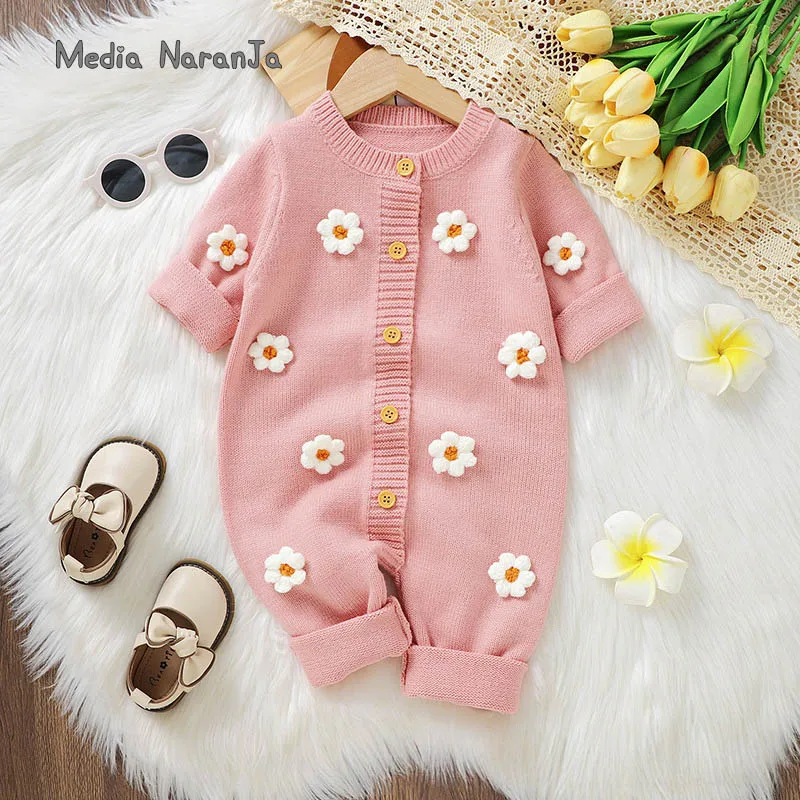 New autumn winter baby girl knitted jumpsuit handmade embroidered floral pink romper photography props
New autumn winter baby girl knitted jumpsuit handmade embroidered floral pink romper photography props