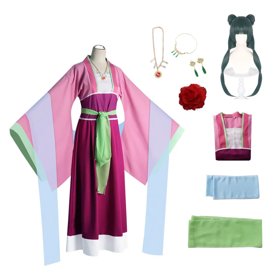Maomao Cosplay Costume Wig Anime The Apothecary Pink Dress Necklace Earrings Hairpin Halloween Party for Women
Maomao Cosplay Costume Wig Anime The Apothecary Pink Dress Necklace Earrings Hairpin Halloween Party for Women