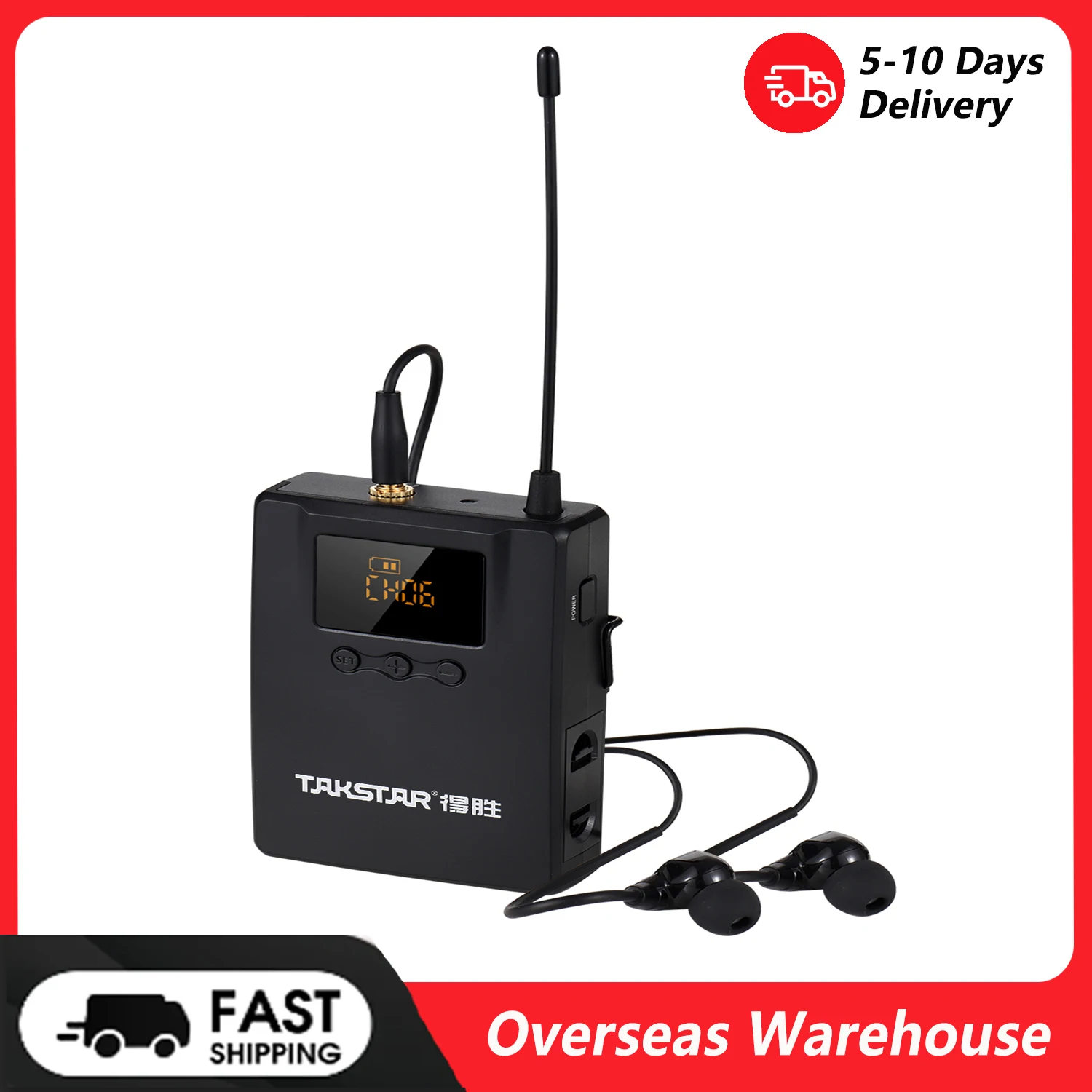 WPM-300R Wireless Audio Receiver with In-ear Earphone UHF Bodypack Receiver LED Digital Display for Stage Studio Simultaneous
WPM-300R Wireless Audio Receiver with In-ear Earphone UHF Bodypack Receiver LED Digital Display for Stage Studio Simultaneous