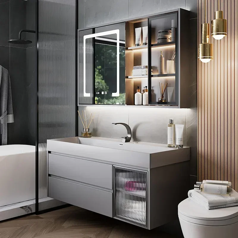 Bathroom Cabinets Slate Integrated Seamless Washbasin Organizer Bathroom Cabinets Storage Mirror Light Makeup Banheiro Furniture
Bathroom Cabinets Slate Integrated Seamless Washbasin Organizer Bathroom Cabinets Storage Mirror Light Makeup Banheiro Furniture