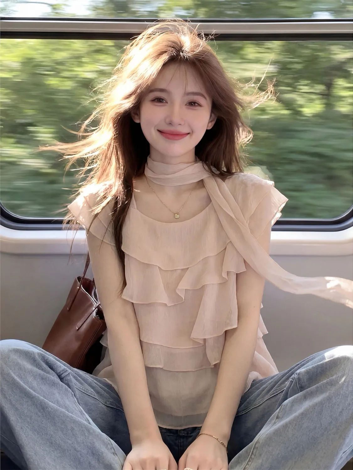 Pink Lace Trimmed Chiffon Shirt Women's Summer Fairy Tale One Shoulder Hanging Neck Top Beautiful And Attractive Straight Tube
Pink Lace Trimmed Chiffon Shirt Women's Summer Fairy Tale One Shoulder Hanging Neck Top Beautiful And Attractive Straight Tube