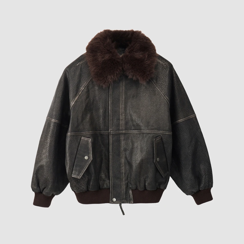 Eco Leather Hair Collar Patchwork Women Jacket, Elegant Commuter Loose Peplum Leather Coat 2026 Spring New Y2k
Eco Leather Hair Collar Patchwork Women Jacket, Elegant Commuter Loose Peplum Leather Coat 2026 Spring New Y2k