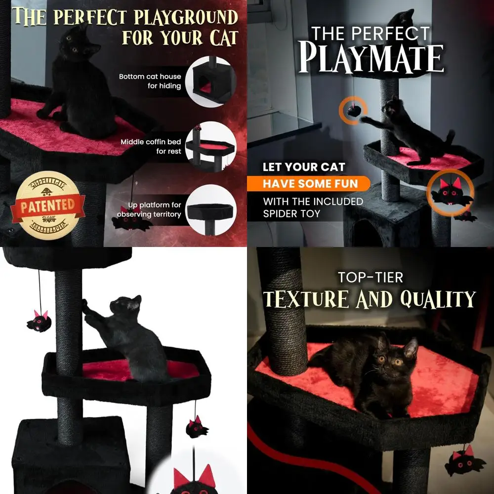 Кошачья башня на Хэллоуин с гробом, многоуровневым кондоминированием и прочной когтеточкой
Кошачья башня на Хэллоуин с гробом, многоуровневым кондоминированием и прочной когтеточкой
