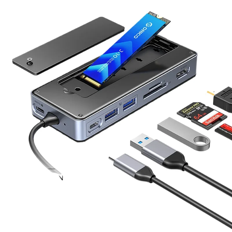 Type-c docking station M.2 mobile hard disk box is compatible with Raiden 3/4 docking station USB3.2
Type-c docking station M.2 mobile hard disk box is compatible with Raiden 3/4 docking station USB3.2