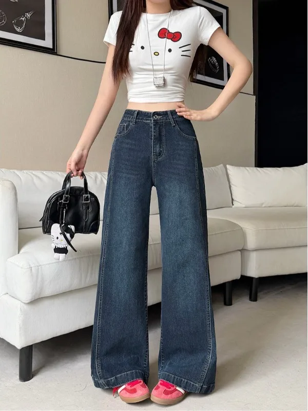 plus Size Women's American Retro Elastic Denim Wide Leg Pants High Waist Loose Straight Cut Trousers Spring Summer New Sle
plus Size Women's American Retro Elastic Denim Wide Leg Pants High Waist Loose Straight Cut Trousers Spring Summer New Sle