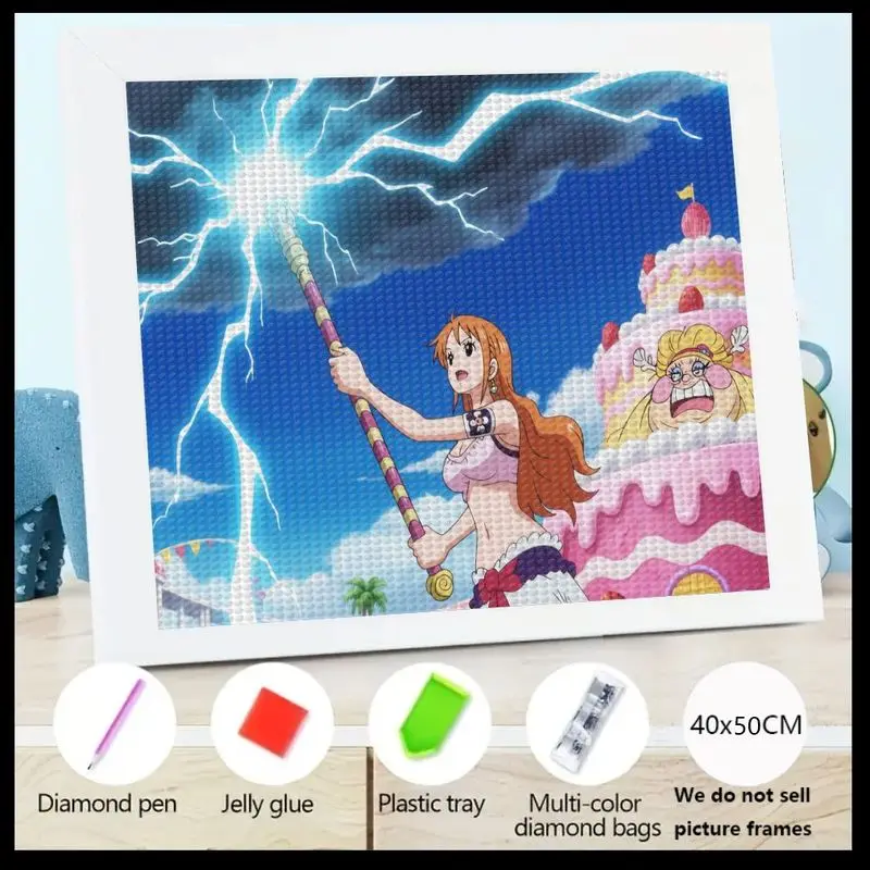 1 шт. 5D Full Drill Diamond Painting Kit, One Piece Nami Anime Art - Epic Lightning Attack on Big Mom Cake Scene, DIY Crystal Rhin 
1 шт. 5D Full Drill Diamond Painting Kit, One Piece Nami Anime Art - Epic Lightning Attack on Big Mom Cake Scene, DIY Crystal Rhin