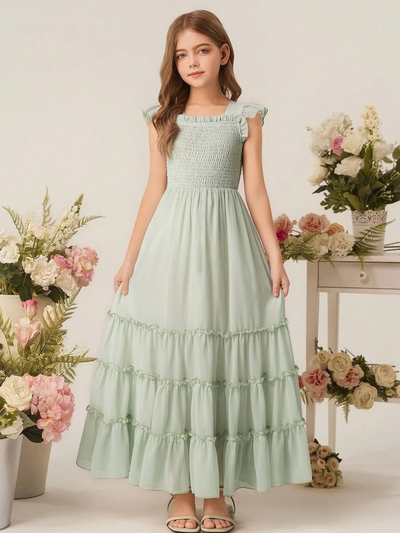 Elegant Long Tiered Ruffled Dress For Women Wedding Party
Elegant Long Tiered Ruffled Dress For Women Wedding Party