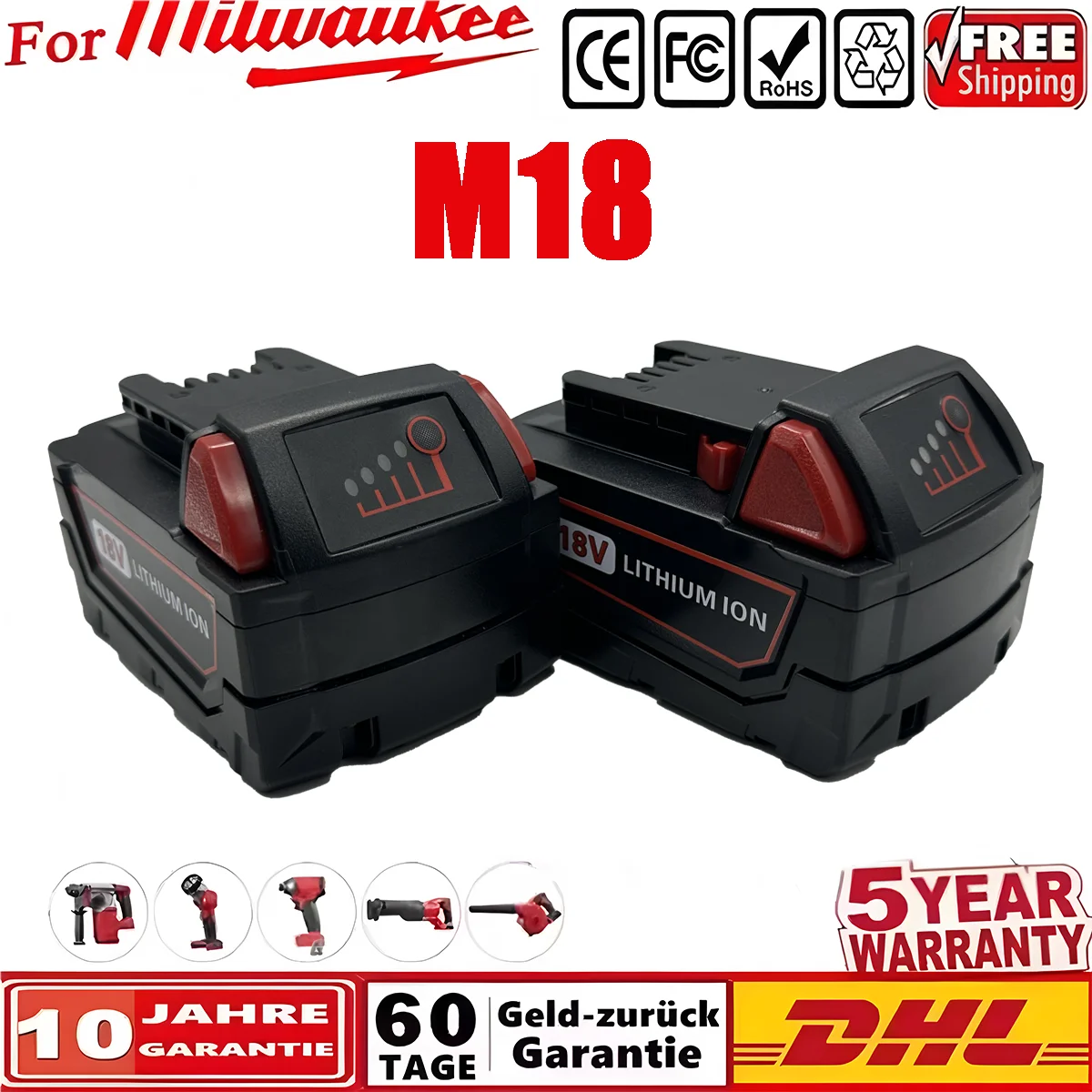 100%For Milwaukee M18 18V 9000mAh 18650 Lithium Replacement Battery For Milwaukee 48-11-1860 48-11-1850 48-11-1840 Tool Battery
100%For Milwaukee M18 18V 9000mAh 18650 Lithium Replacement Battery For Milwaukee 48-11-1860 48-11-1850 48-11-1840 Tool Battery