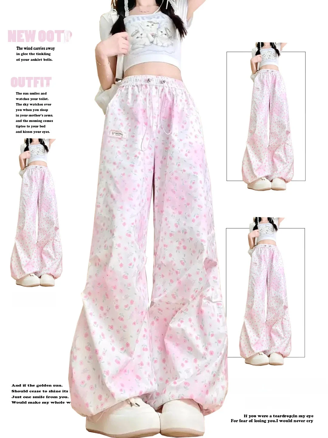 Sweet Cool Spicy Girl Floral Embroidery Drawstring Casual Pants Women Thin High Waist Loose Slim Wide Leg Workwear Trousers
Sweet Cool Spicy Girl Floral Embroidery Drawstring Casual Pants Women Thin High Waist Loose Slim Wide Leg Workwear Trousers