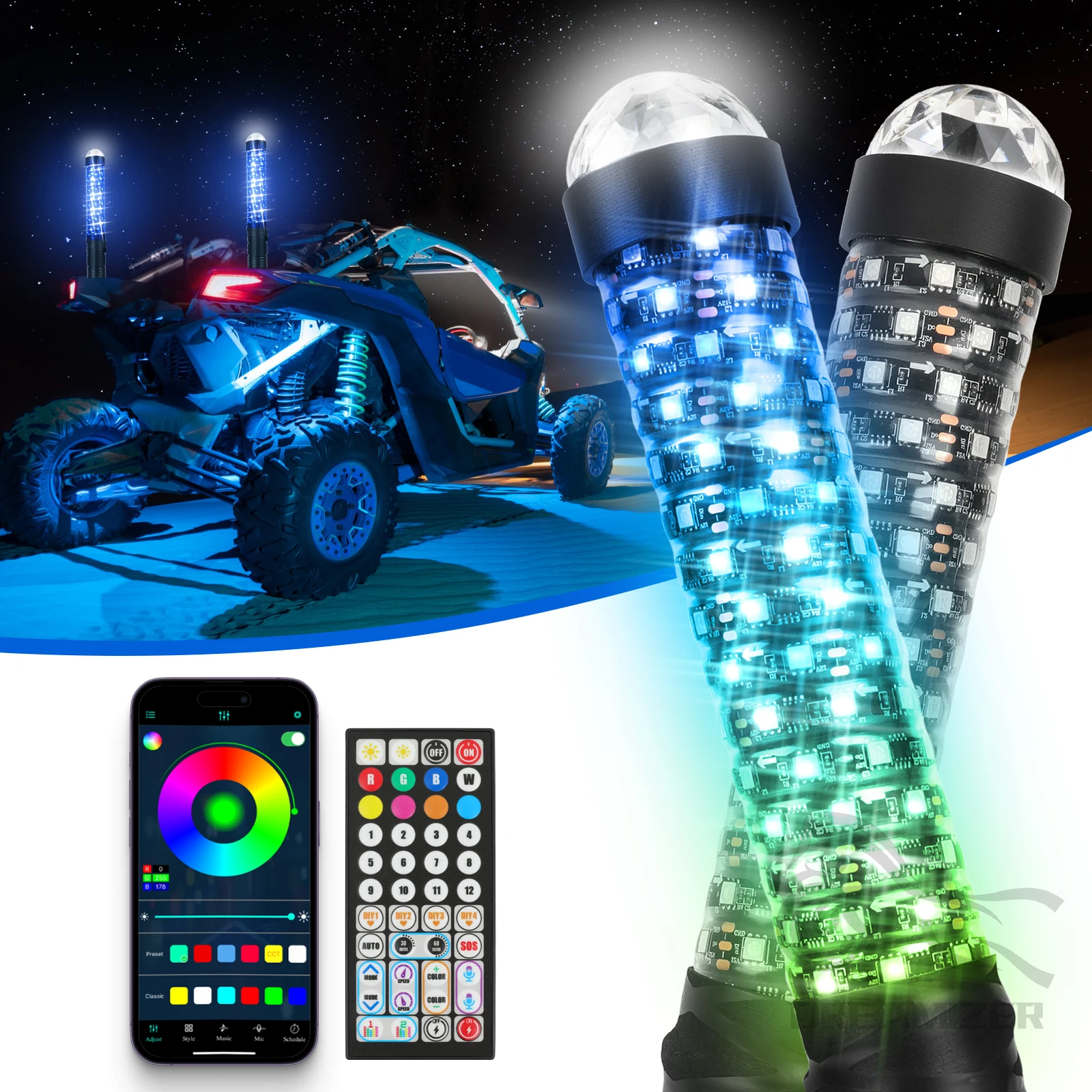 2PCS 1FT RGB LED Antennas With Warning Lights Antenna Led Bar Spiral Sequential Whip Light Off-road And UTV Accessories
2PCS 1FT RGB LED Antennas With Warning Lights Antenna Led Bar Spiral Sequential Whip Light Off-road And UTV Accessories