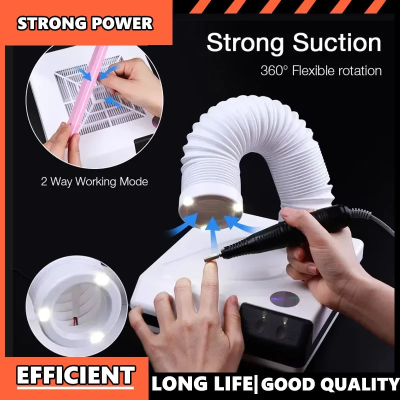 60W Double Use Nail Dust Collector Retractable Elbow Design Nail Dust Extractor Fan Nail Vacuum Cleaner With Tube Tool
60W Double Use Nail Dust Collector Retractable Elbow Design Nail Dust Extractor Fan Nail Vacuum Cleaner With Tube Tool
