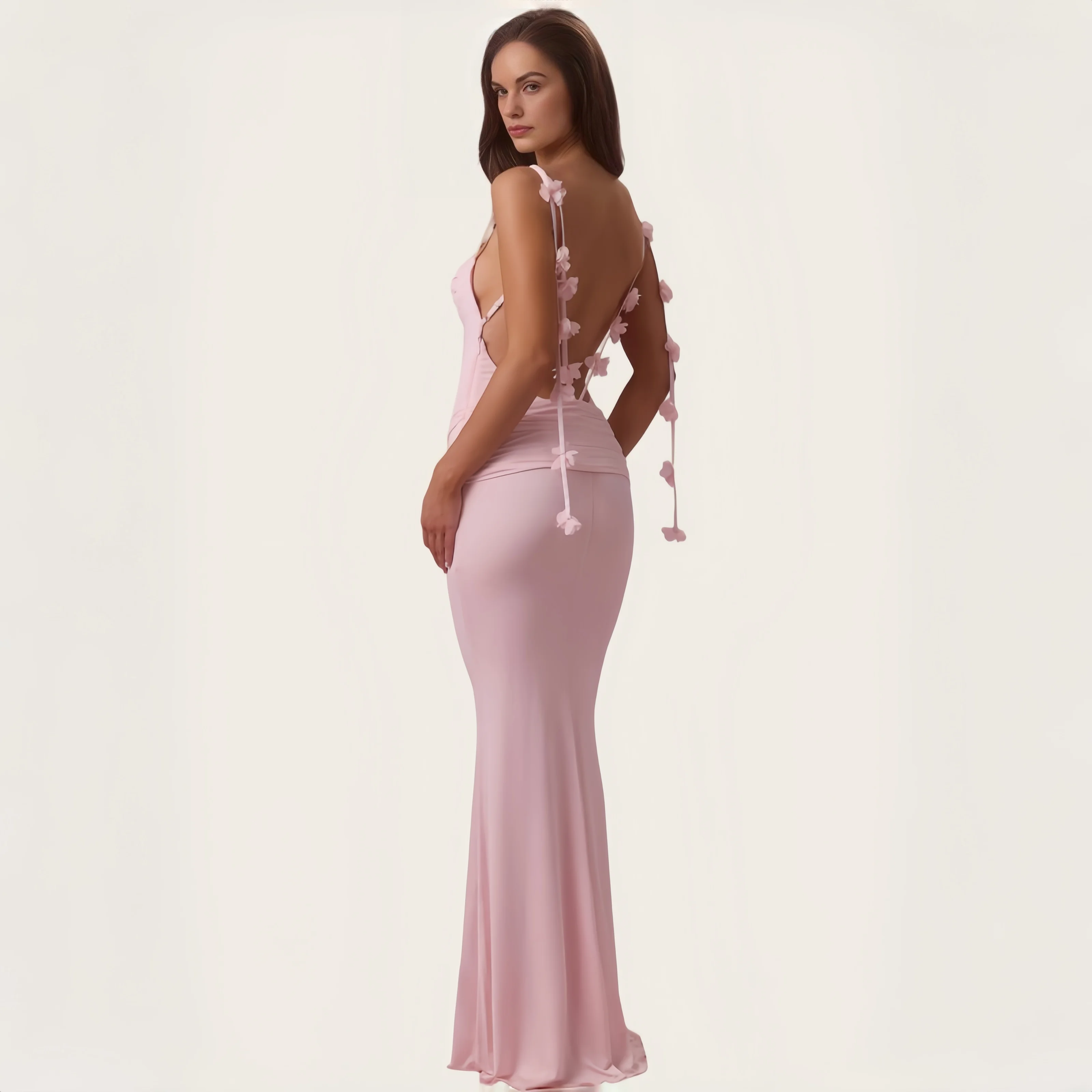 Sweet Light Pink Spaghetti Strap Prom Dress Backless Floral Ruched Length Evening Gown Formal Dress For Wedding Party Dresses
Sweet Light Pink Spaghetti Strap Prom Dress Backless Floral Ruched Length Evening Gown Formal Dress For Wedding Party Dresses