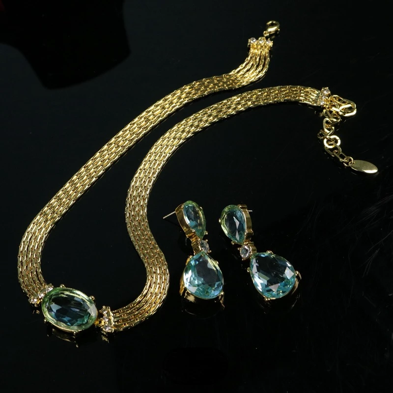 Vintage Blue Crystal Snake Chain Necklace Earring Set for Women Luxury Elegant Water Drop Jewelry Sets Anniversary Gift
Vintage Blue Crystal Snake Chain Necklace Earring Set for Women Luxury Elegant Water Drop Jewelry Sets Anniversary Gift