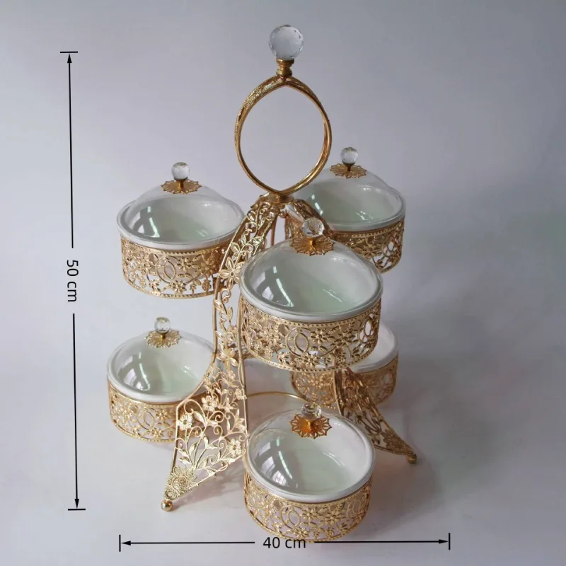 European light luxury acrylic dried fruit box fashionable high-end fruit plate exquisite gold pattern five grid living room stor
European light luxury acrylic dried fruit box fashionable high-end fruit plate exquisite gold pattern five grid living room stor
