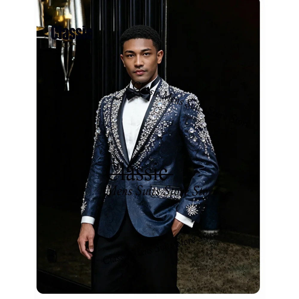 Gorgeous Jacquard Diamond Men Suit 2 Pieces Sets Male Party Blazers Customized Groom Wedding Tuxedos Slim Gem trajes para hombre
Gorgeous Jacquard Diamond Men Suit 2 Pieces Sets Male Party Blazers Customized Groom Wedding Tuxedos Slim Gem trajes para hombre