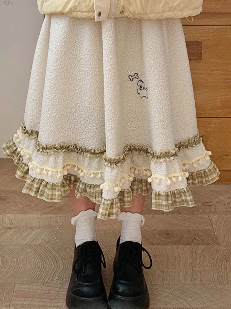 Apricot Elastic Japanese Sweet Midi Skirt Women Grey Patchwork Elegant Kawaii Skirt Female Korean A-line Skirt Warm Winter 2024
Apricot Elastic Japanese Sweet Midi Skirt Women Grey Patchwork Elegant Kawaii Skirt Female Korean A-line Skirt Warm Winter 2024