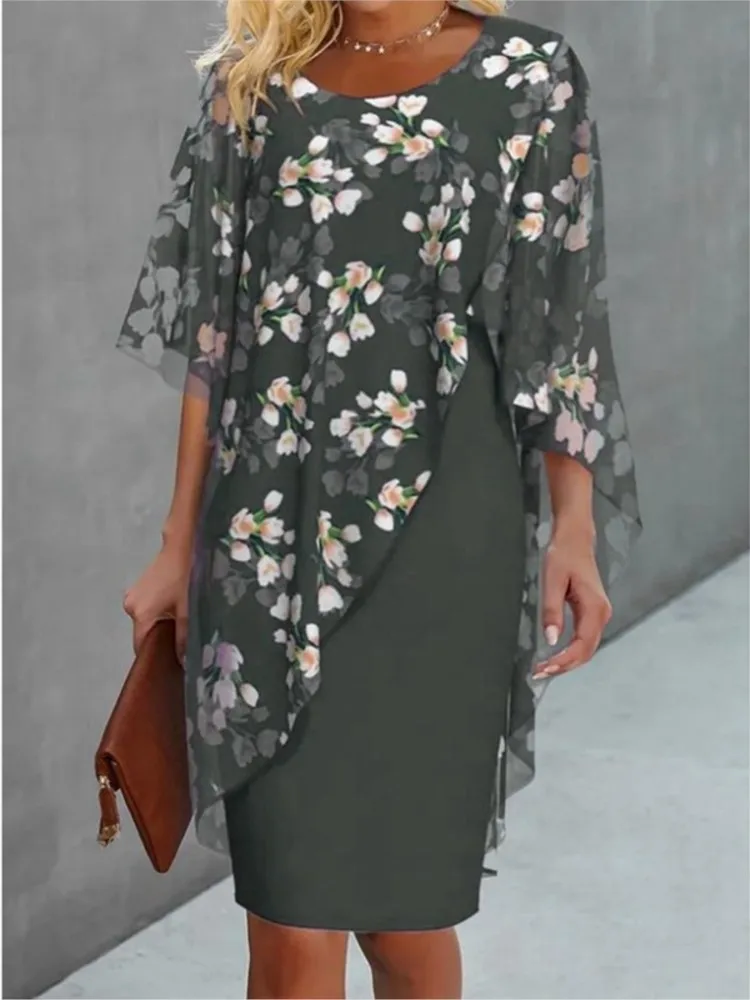 Elegant O-neck Half-sleeved 2-piece Dress For Women Autumn Fashion Irregular Suit Flower Printing Loose Dresses Female
Elegant O-neck Half-sleeved 2-piece Dress For Women Autumn Fashion Irregular Suit Flower Printing Loose Dresses Female