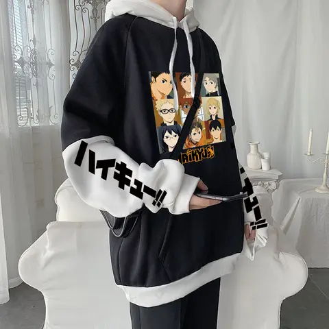Anime Haikyuu Karasuno High School Men Hoodie Long Sleeve Harajuku Hinata Shoyo Tobio Kageyama Yu Nishinoya Oversized Sweatshirt