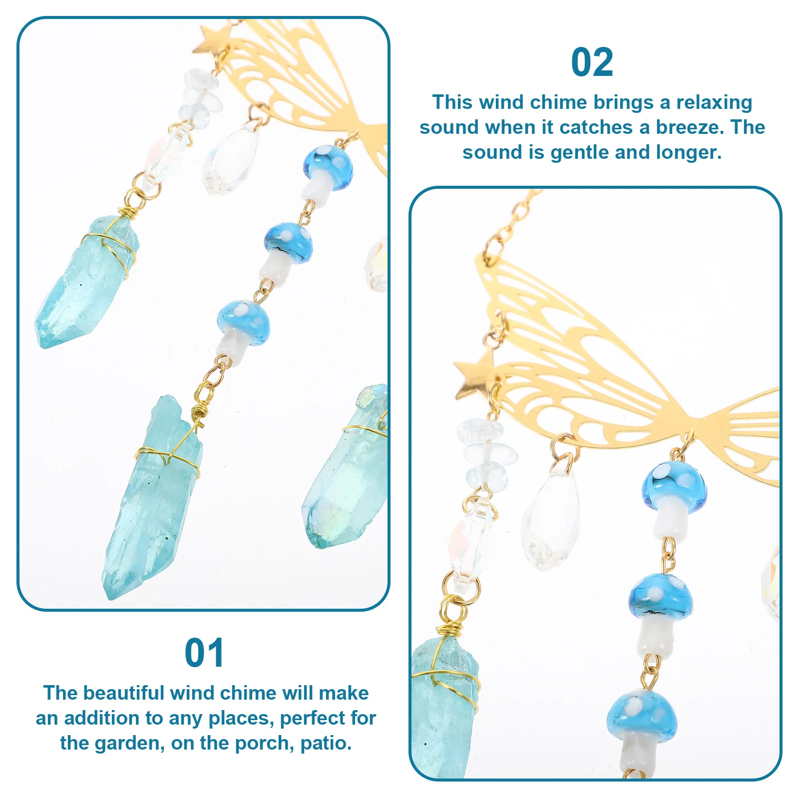 Mushroom Moon Pendant Wind Chime Decor Metal Stone Crystal Hanging Ornament For Garden Porch Patio Balcony Outdoor Temple
Mushroom Moon Pendant Wind Chime Decor Metal Stone Crystal Hanging Ornament For Garden Porch Patio Balcony Outdoor Temple