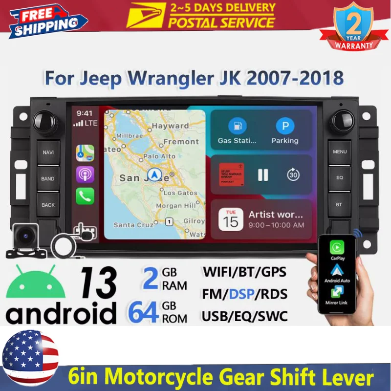 High Quality Car Accessories (2+64G) Android CarPlay Car Stereo For Jeep Wrangler JK 2007-2018 GPS BT Radio with Camera
High Quality Car Accessories (2+64G) Android CarPlay Car Stereo For Jeep Wrangler JK 2007-2018 GPS BT Radio with Camera
