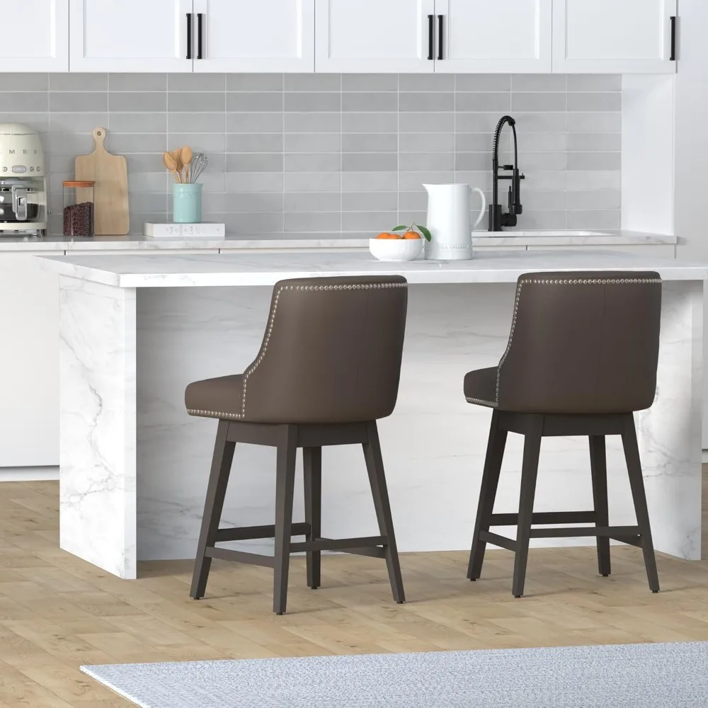 Counter Height Swivel Bar Stools Set of 2, FSC Certified Upholstered Counter Stools, Modern Swivel Barstools with Wood Legs
Counter Height Swivel Bar Stools Set of 2, FSC Certified Upholstered Counter Stools, Modern Swivel Barstools with Wood Legs