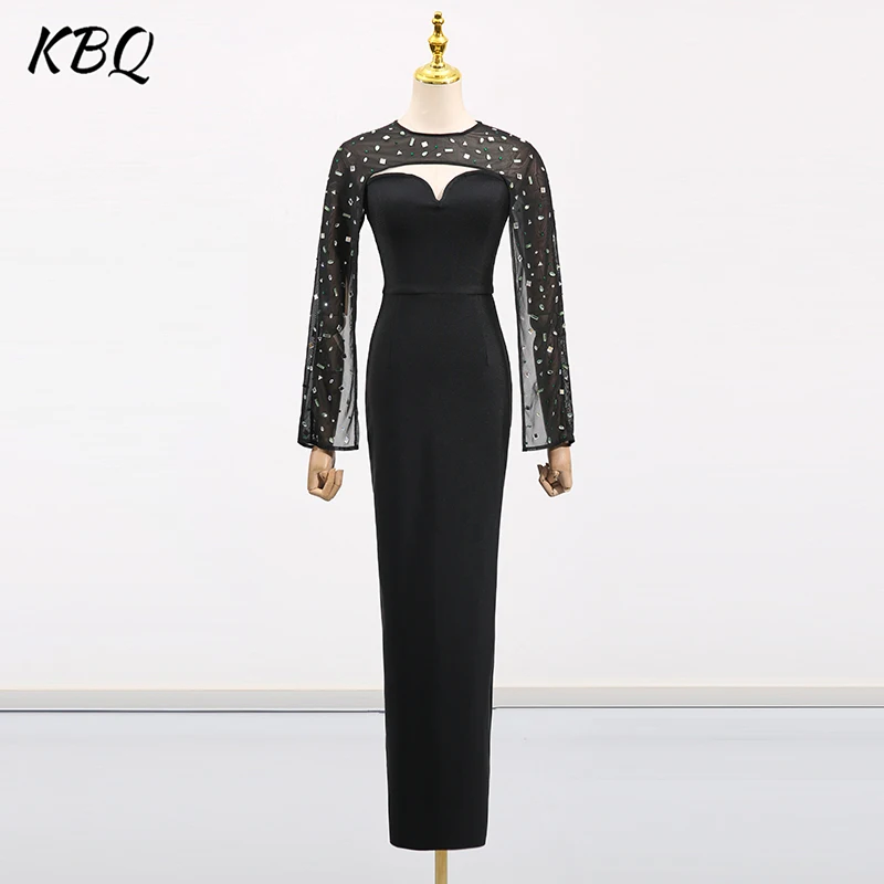KBQ Solid Slim Fit Temperament Dinner Dresses For Women Round Neck Long Sleeves High Waist Spliced Diamonds Chic Dress Female
KBQ Solid Slim Fit Temperament Dinner Dresses For Women Round Neck Long Sleeves High Waist Spliced Diamonds Chic Dress Female