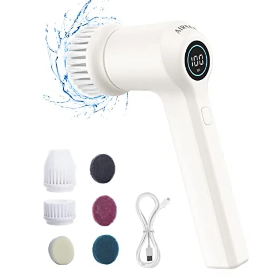 Electric Spin Scrubber, Cordl Power Rotating Brush, 2 Speeds, 6 Replaceable Brush Heads, Handheld Shower Bathroom Scrubber for
Electric Spin Scrubber, Cordl Power Rotating Brush, 2 Speeds, 6 Replaceable Brush Heads, Handheld Shower Bathroom Scrubber for