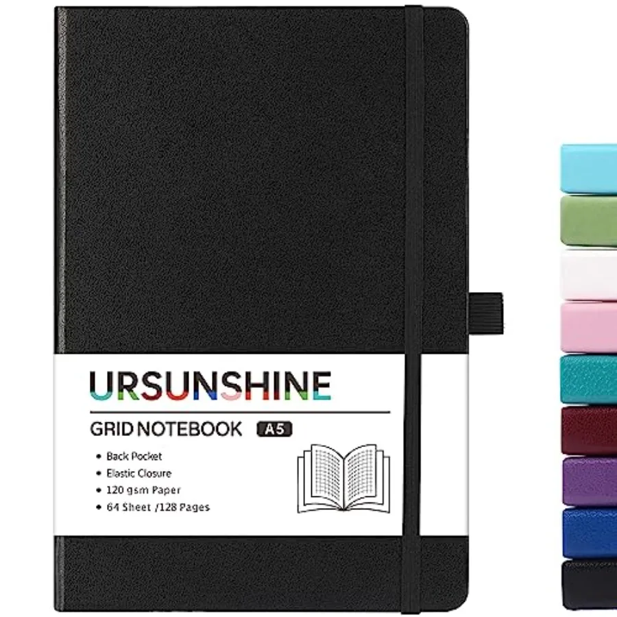 Graph Grid Paper Notebook Journal with Ribbon Divider Hardcover Thick Paper 5.3 x 8.26 Banded Pen Holder Inner Pocket Black
Graph Grid Paper Notebook Journal with Ribbon Divider Hardcover Thick Paper 5.3 x 8.26 Banded Pen Holder Inner Pocket Black