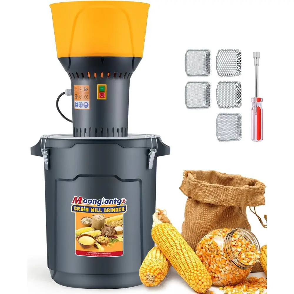 Grain Mill Grinder Electric Corn Grinder 1300W eed Mill Dry Cereals Grinder Detachable 13.2 Gal Bucket & Hopper, with 5 Sieves +
Grain Mill Grinder Electric Corn Grinder 1300W eed Mill Dry Cereals Grinder Detachable 13.2 Gal Bucket & Hopper, with 5 Sieves +