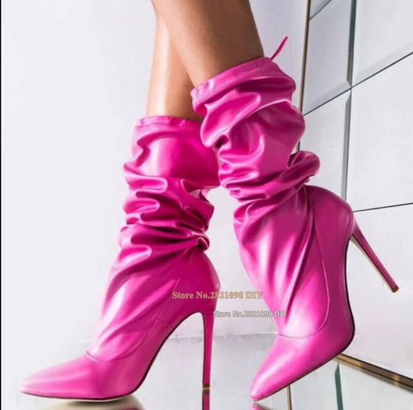 Pink Stiletto Bootie Lace Up Pointed Toe Slouchy Designer Thin High Heel Mid-Calf Boot Woman Slip On Short Boot
Pink Stiletto Bootie Lace Up Pointed Toe Slouchy Designer Thin High Heel Mid-Calf Boot Woman Slip On Short Boot