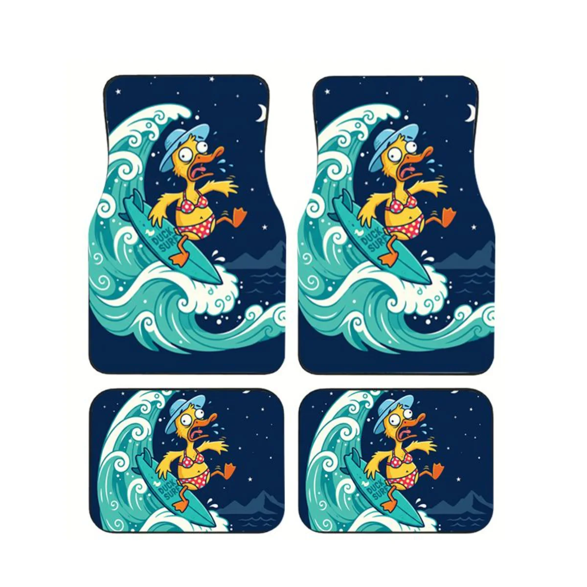 4Pcs Funny Surfing Duck Car Floor Mat Night Ocean Wave Print Anti-Slip Front Rear Carpets Universal All-Weather Auto Accessories
4Pcs Funny Surfing Duck Car Floor Mat Night Ocean Wave Print Anti-Slip Front Rear Carpets Universal All-Weather Auto Accessories