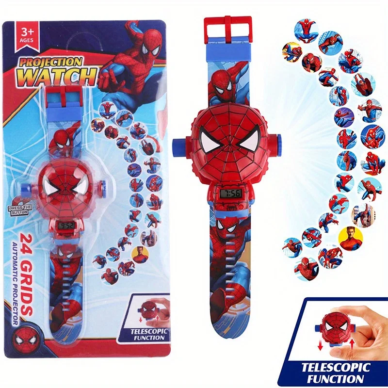 Spider-Man Transforming Watch Toy – Stretchable, Flip-Top with 24 Image Projections
Spider-Man Transforming Watch Toy – Stretchable, Flip-Top with 24 Image Projections