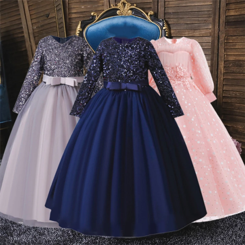 Sequins Flower Children's Wedding Party Long Dress Elegant Girl Baby's Birthday Party Feast Lace Embroidery Long Sleeve Dress
Sequins Flower Children's Wedding Party Long Dress Elegant Girl Baby's Birthday Party Feast Lace Embroidery Long Sleeve Dress