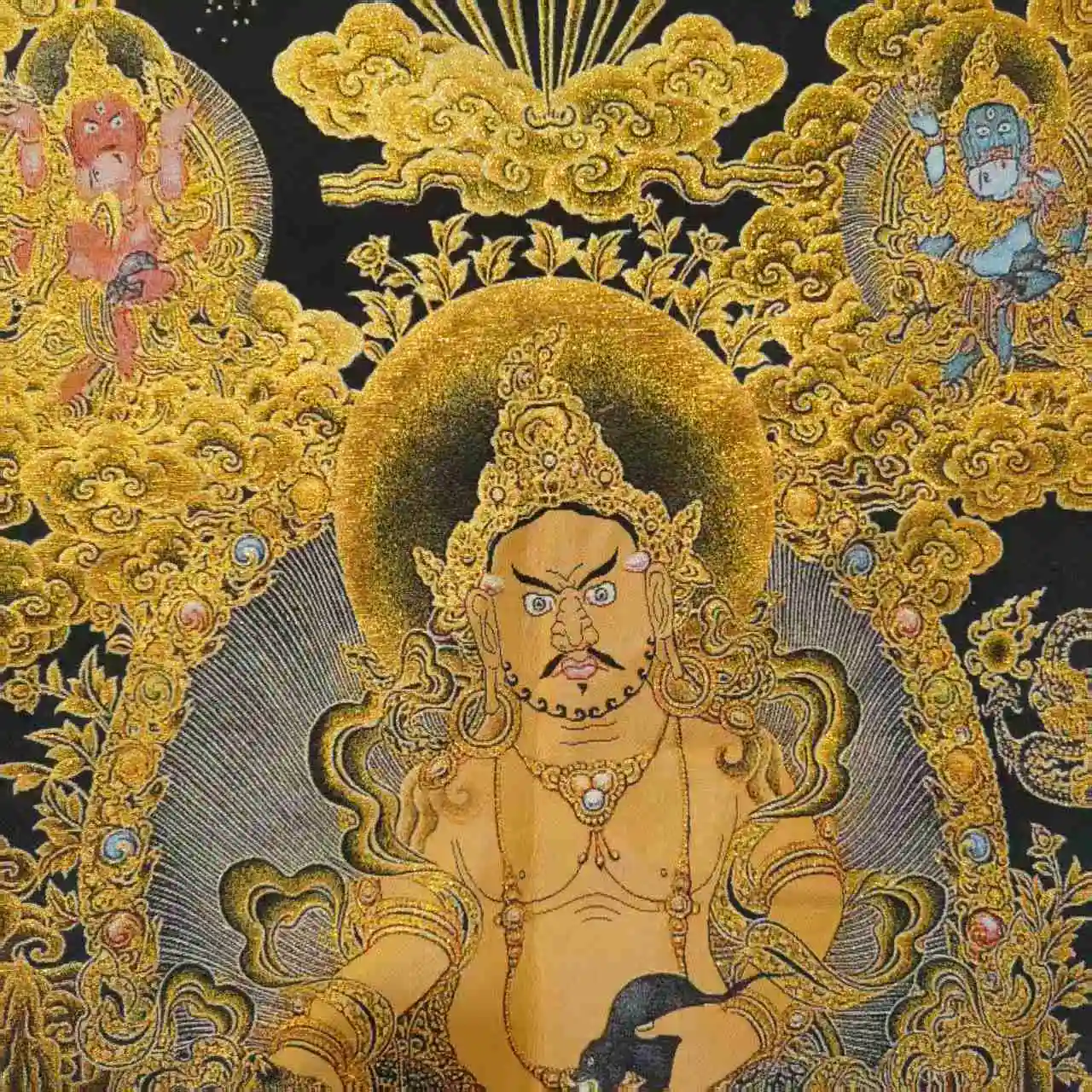 35"Thangka Embroidery Tibetan Buddhism silk Embroidery Yellow Jambhala Sitting Buddha Thangka hanging screen Worship Hall
35"Thangka Embroidery Tibetan Buddhism silk Embroidery Yellow Jambhala Sitting Buddha Thangka hanging screen Worship Hall
