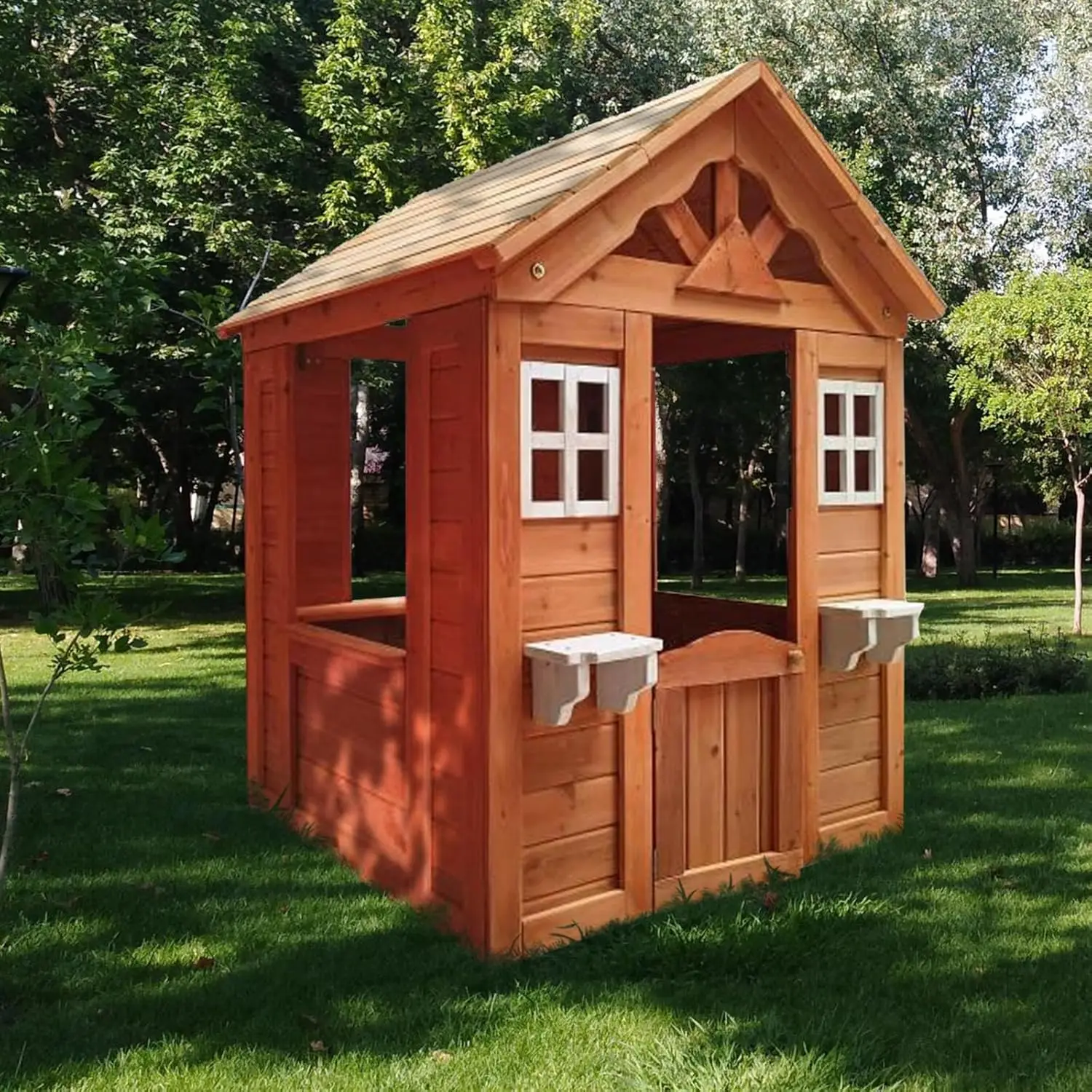 Outdoor Playhouse for Boys Girls Pretend Play Wooden Cottage Playhouse with Flowerpot Holder Window for Outdoor Garden Lawn
Outdoor Playhouse for Boys Girls Pretend Play Wooden Cottage Playhouse with Flowerpot Holder Window for Outdoor Garden Lawn