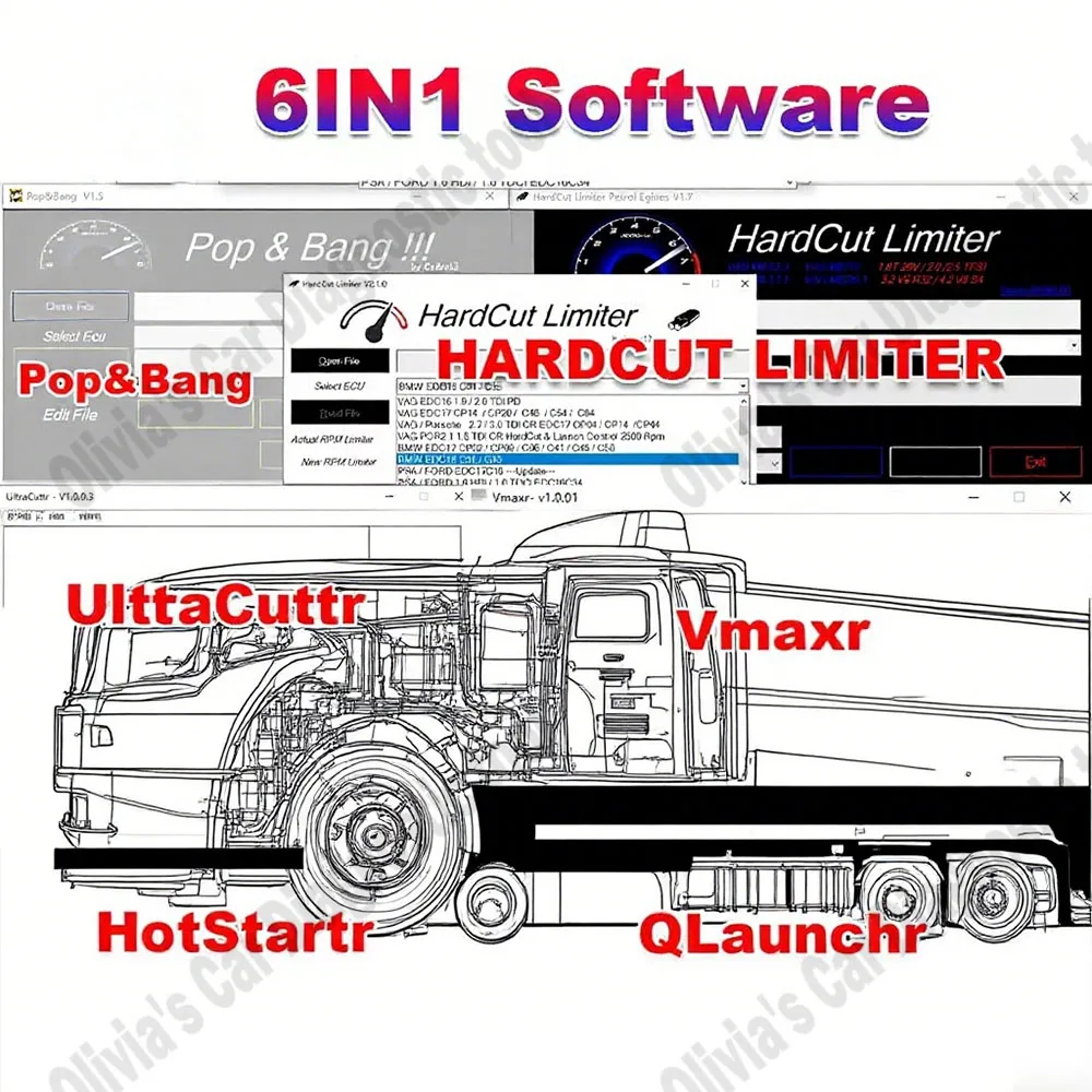 ECU Software 6 IN 1 PACKAGE HardCut Limiter Diesel + Petrol Engine UltraCuttr + Pop&Bang + HARDCUT VMAX + HotStartr + QLaunchr
ECU Software 6 IN 1 PACKAGE HardCut Limiter Diesel + Petrol Engine UltraCuttr + Pop&Bang + HARDCUT VMAX + HotStartr + QLaunchr