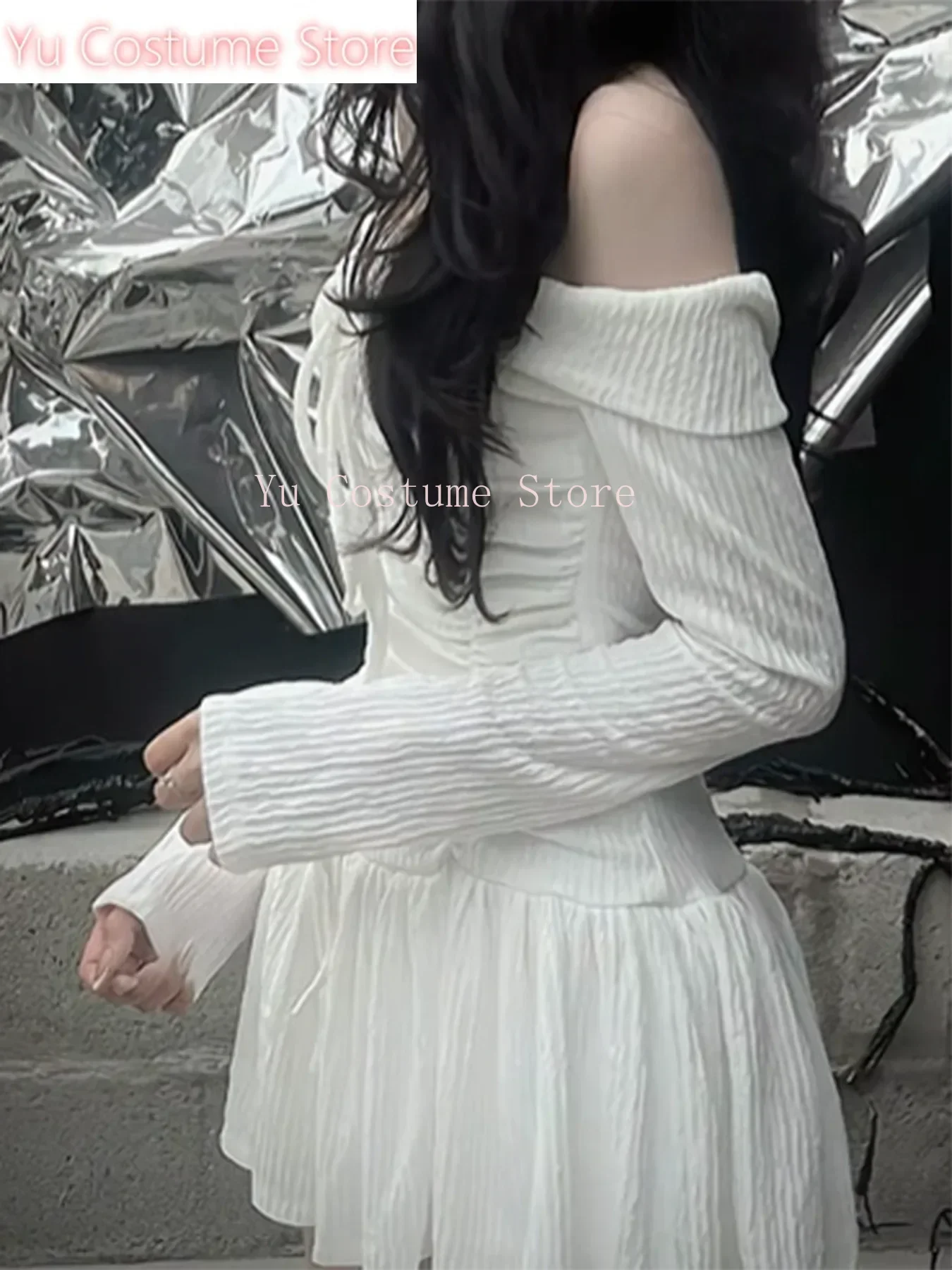 Yu Korean Sweet Slash Neck Elegant Long Sleeve A Line White Dress Women Shirring Slim Waist Simple Sweet Japanese Clothing
Yu Korean Sweet Slash Neck Elegant Long Sleeve A Line White Dress Women Shirring Slim Waist Simple Sweet Japanese Clothing